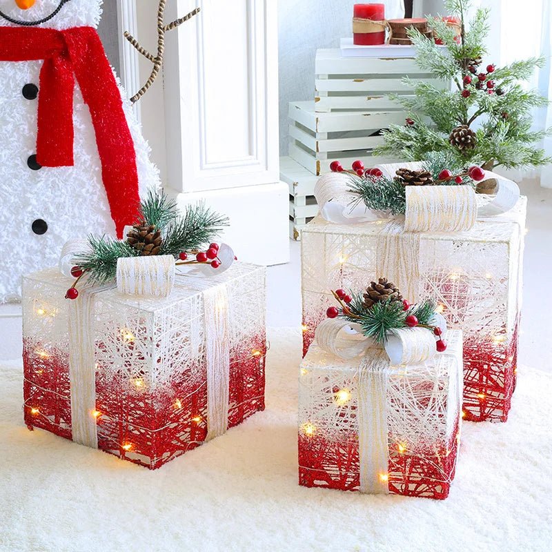 Decorazione natalizia LED con albero, pupazzo di neve o pacco regalo