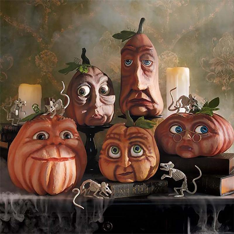 Decorazione zucca di Halloween in resina luminosa