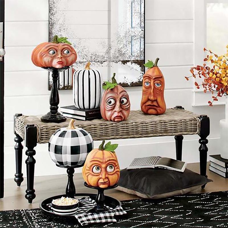 Decorazione zucca di Halloween in resina luminosa
