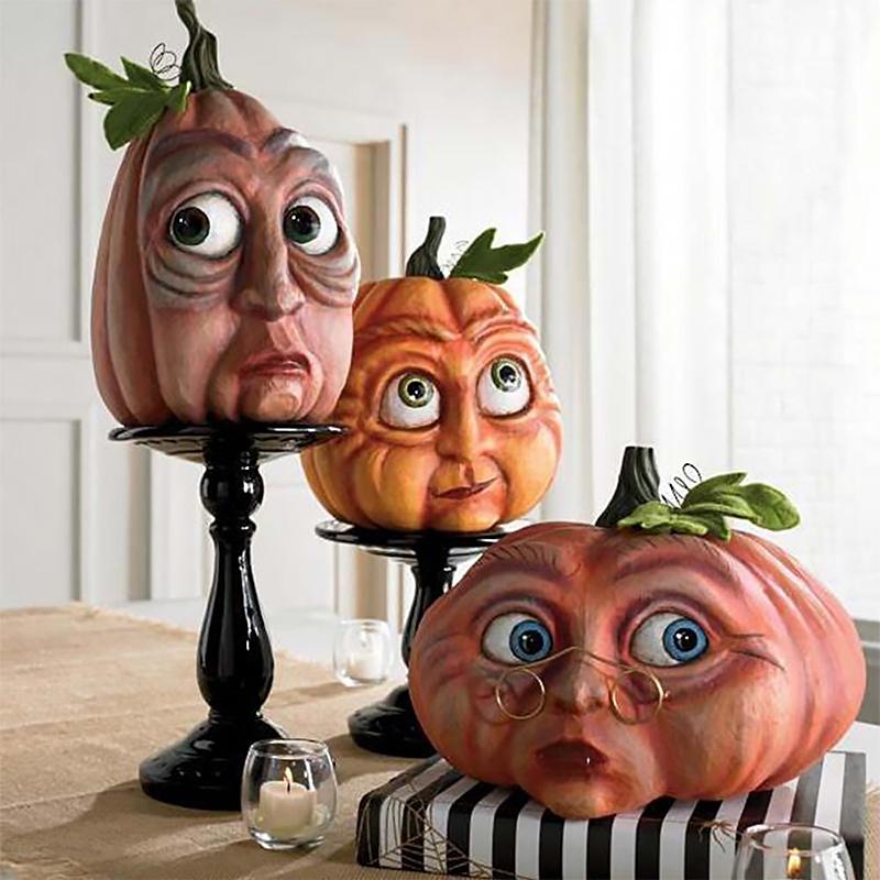 Decorazione zucca di Halloween in resina luminosa