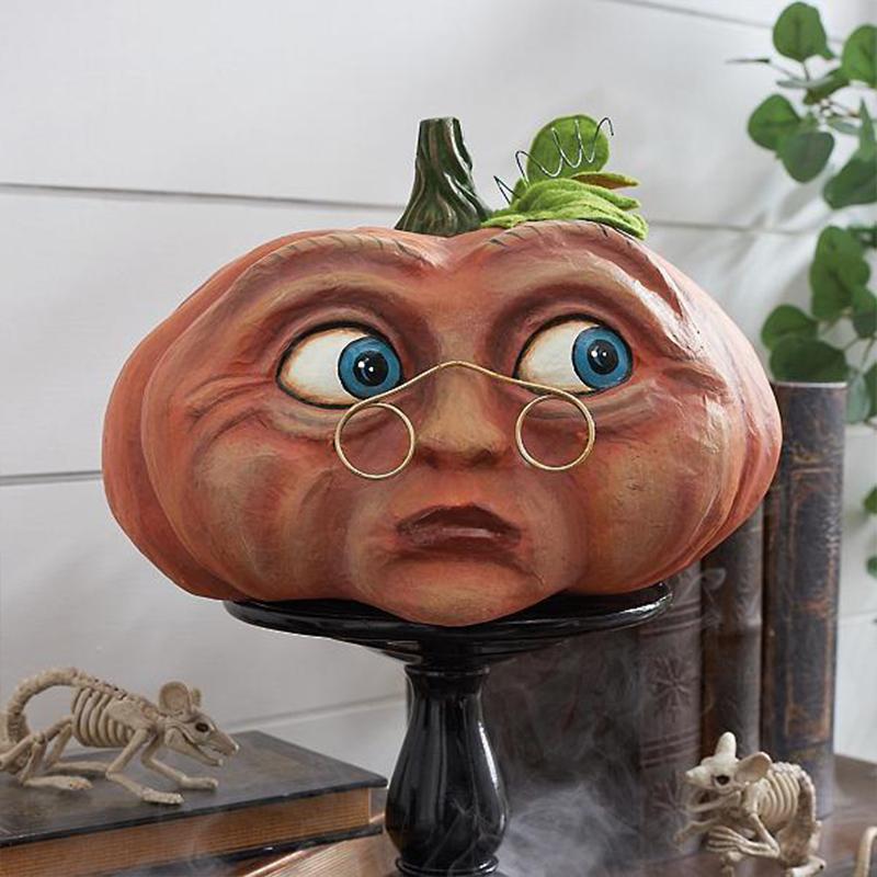 Decorazione zucca di Halloween in resina luminosa