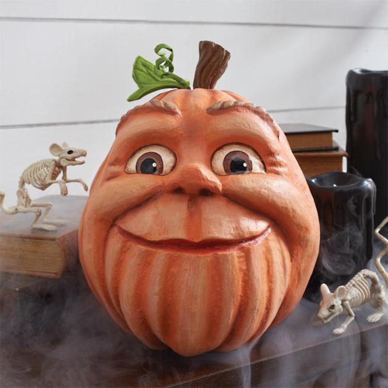 Decorazione zucca di Halloween in resina luminosa