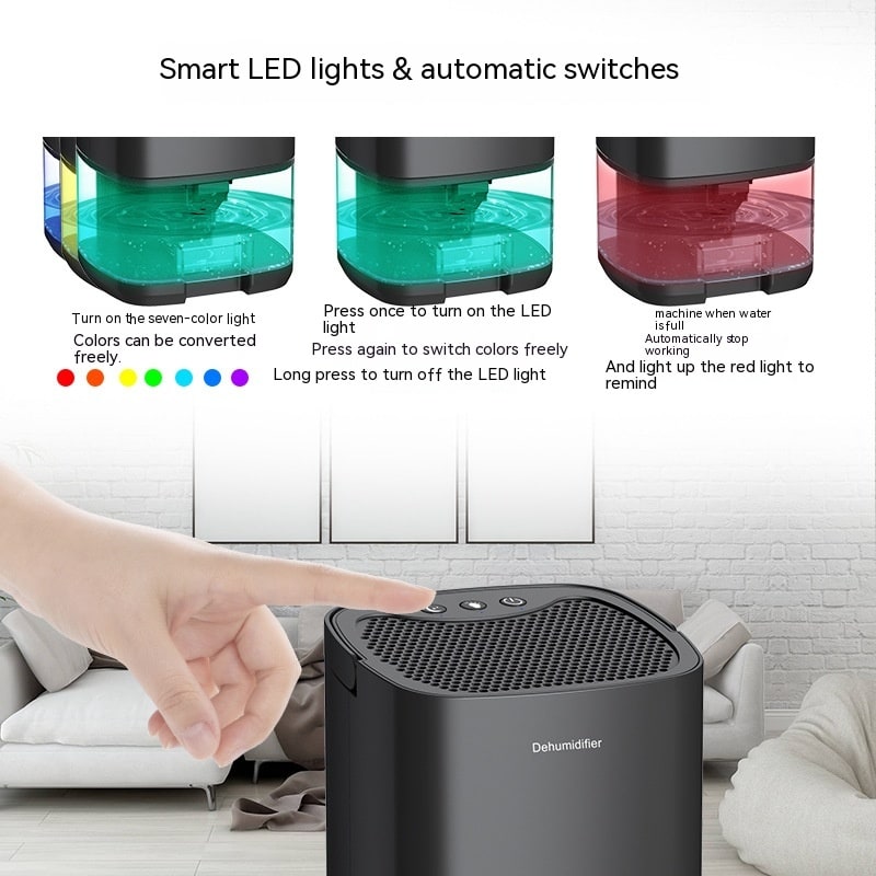Deumidificatore portatile per cantina e camera da letto con tubo di scarico e indicatore LED