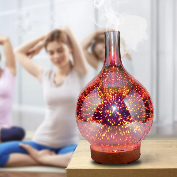 Diffusore di oli essenziali AromaBurst in vetro 3D con luci LED