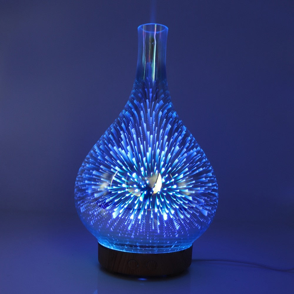 Diffusore di oli essenziali AromaBurst in vetro 3D con luci LED