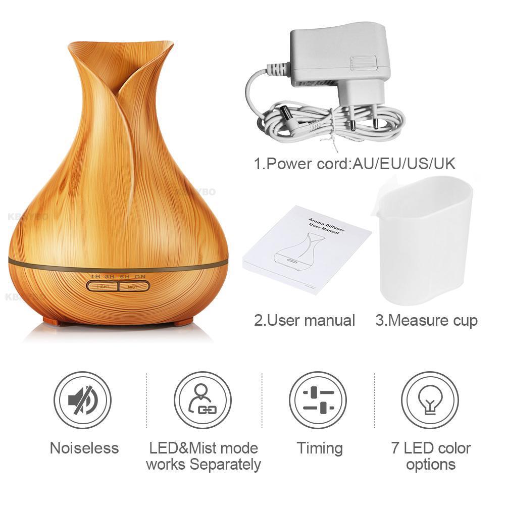 Diffusore di oli essenziali effetto legno 400 ml
