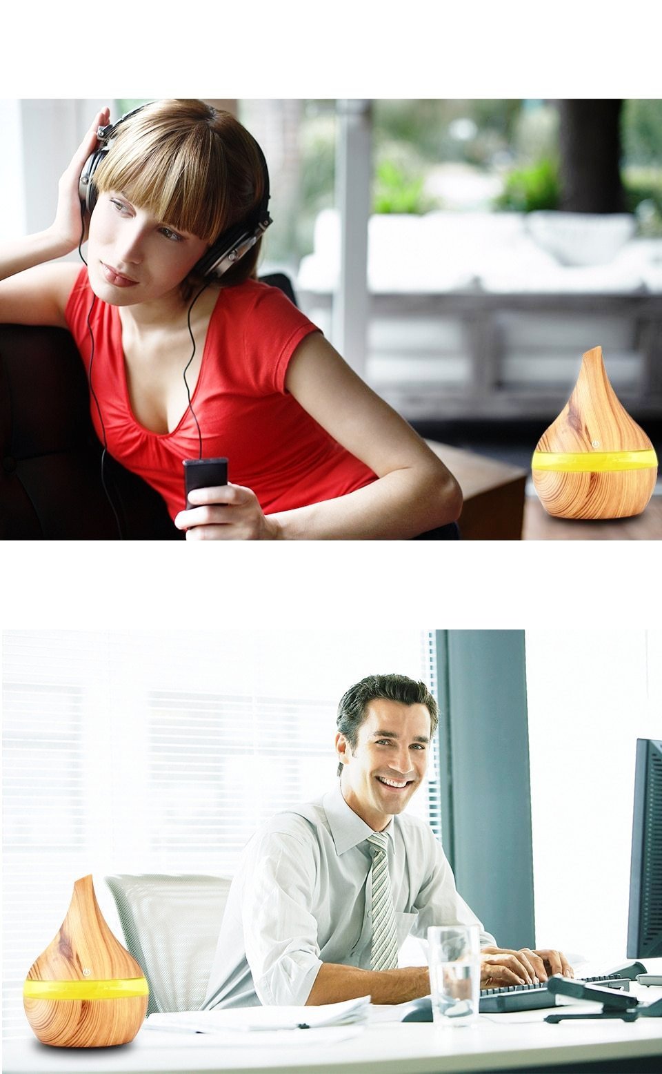 Diffusore di oli essenziali ad ultrasuoni con effetto legno