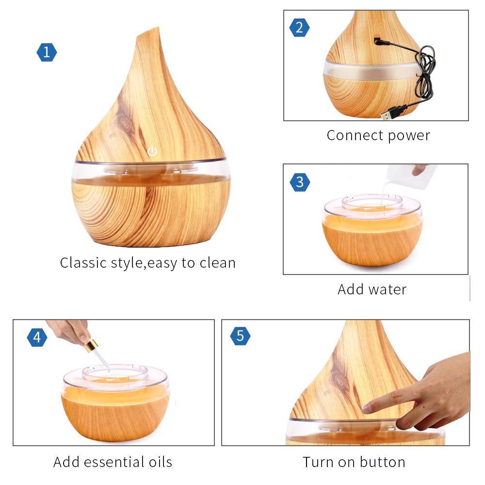 Diffusore di oli essenziali ad ultrasuoni con effetto legno
