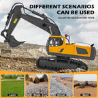 Escavatore radiocomandato 4WD bulldozer camion ribaltabile metallo | 3 motori, rotazione 680 gradi | cingoli in gomma pe