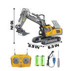 Escavatore radiocomandato 4WD bulldozer camion ribaltabile metallo | 3 motori, rotazione 680 gradi | cingoli in gomma pe