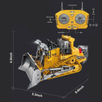 Escavatore radiocomandato 4WD bulldozer camion ribaltabile metallo | 3 motori, rotazione 680 gradi | cingoli in gomma pe