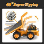 Escavatore radiocomandato 4WD bulldozer camion ribaltabile metallo | 3 motori, rotazione 680 gradi | cingoli in gomma pe
