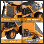 Escavatore radiocomandato 4WD bulldozer camion ribaltabile metallo | 3 motori, rotazione 680 gradi | cingoli in gomma pe