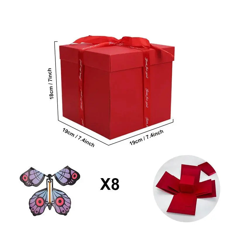Explosion box regalo personalizzata con scomparto segreto e 8 farfalle in omaggio