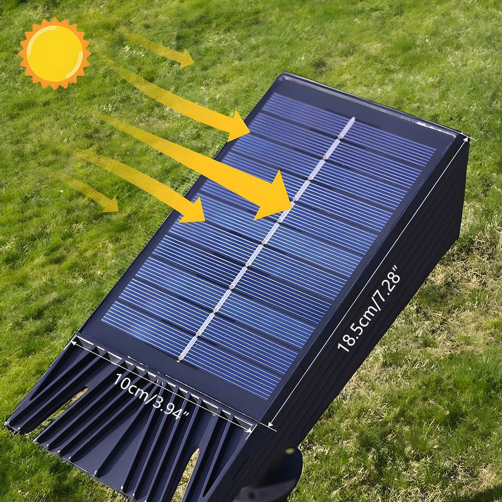 Faretto LED solare da esterno con zoom regolabile e pannello fotovoltaico