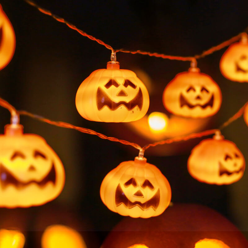 Catena luminosa LED con zucche di Halloween, lanterne decorative in plastica intagliate per feste, giardino e dormitorio