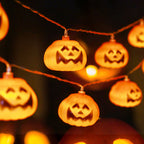 Catena luminosa LED con zucche di Halloween, lanterne decorative in plastica intagliate per feste, giardino e dormitorio