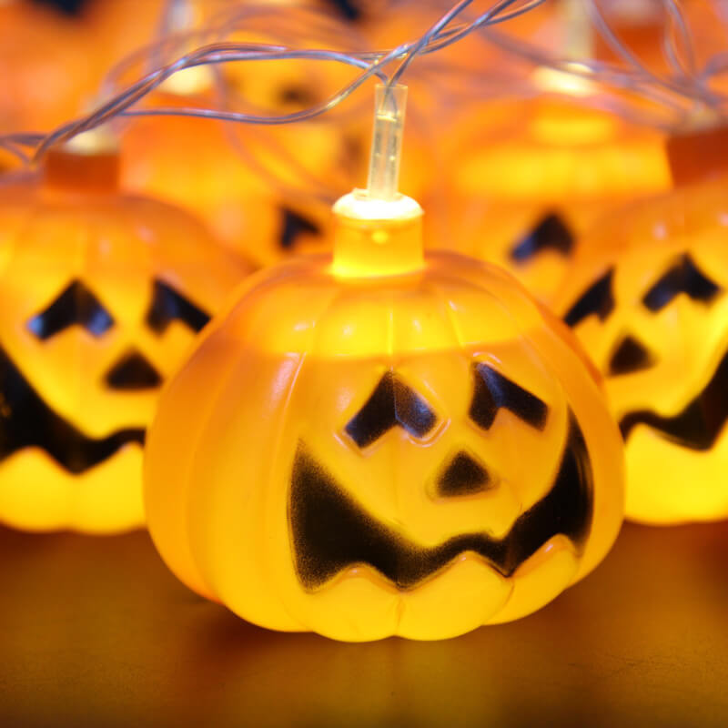 Catena luminosa LED con zucche di Halloween, lanterne decorative in plastica intagliate per feste, giardino e dormitorio