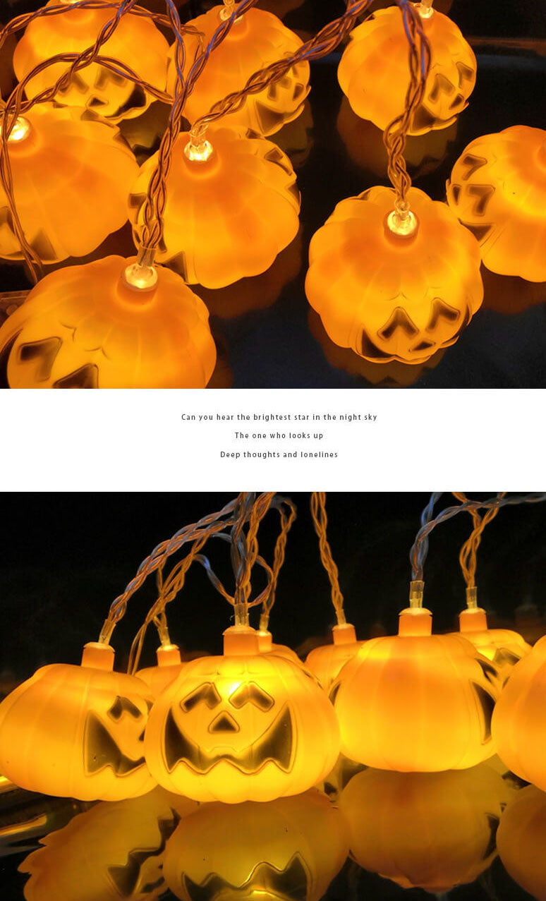 Catena luminosa LED con zucche di Halloween, lanterne decorative in plastica intagliate per feste, giardino e dormitorio