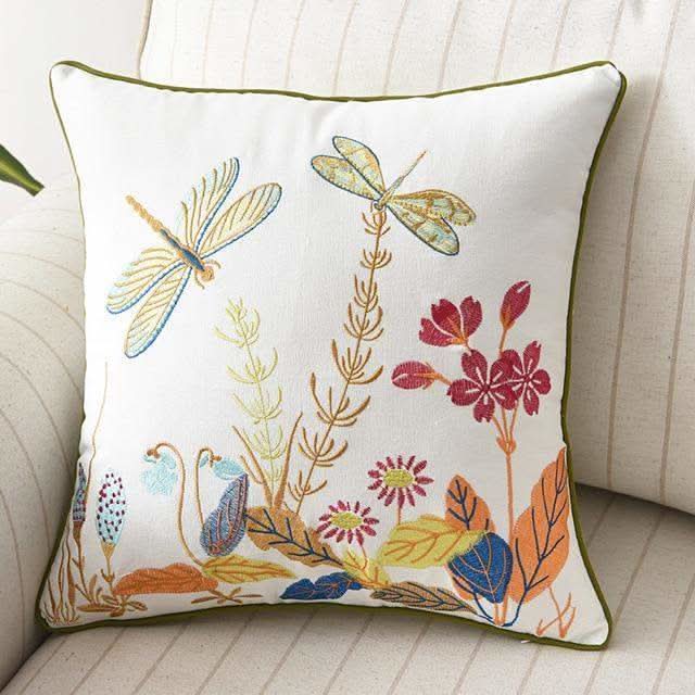Fodera per cuscino ricamata stile country 45 × 45 cm