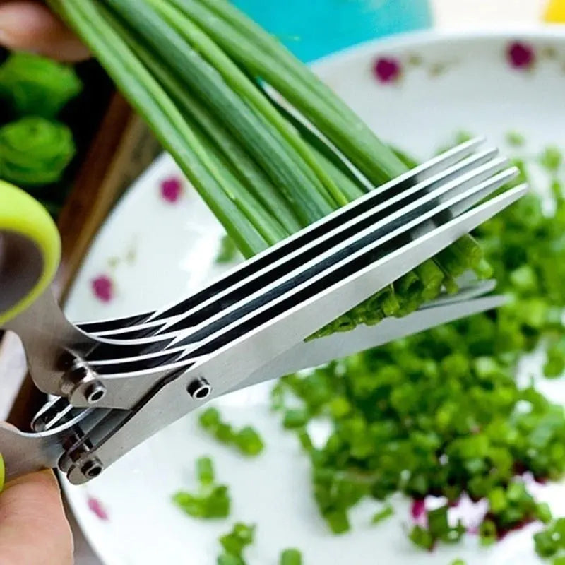 Forbici da cucina a 5 lame per erbe aromatiche – Taglia in un attimo e sostituisce il coltello