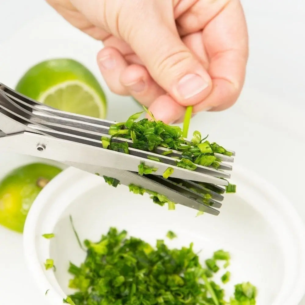Forbici da cucina a 5 lame per erbe aromatiche – Taglia in un attimo e sostituisce il coltello