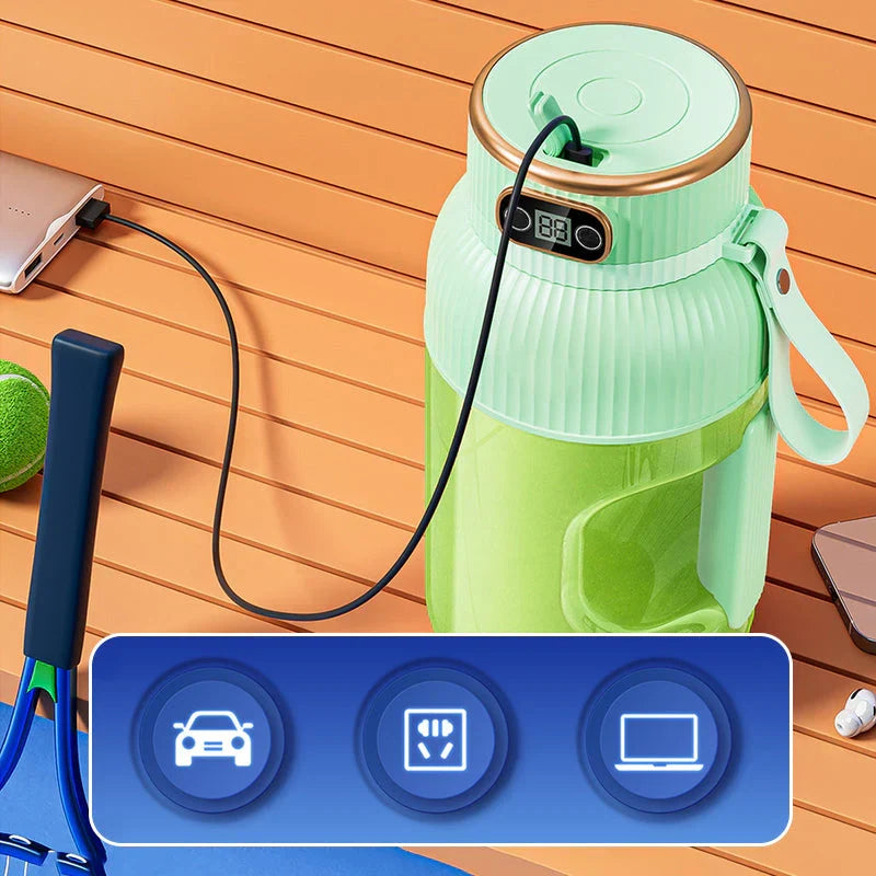 Frullatore portatile multifunzione con doppio coperchio e ricarica USB