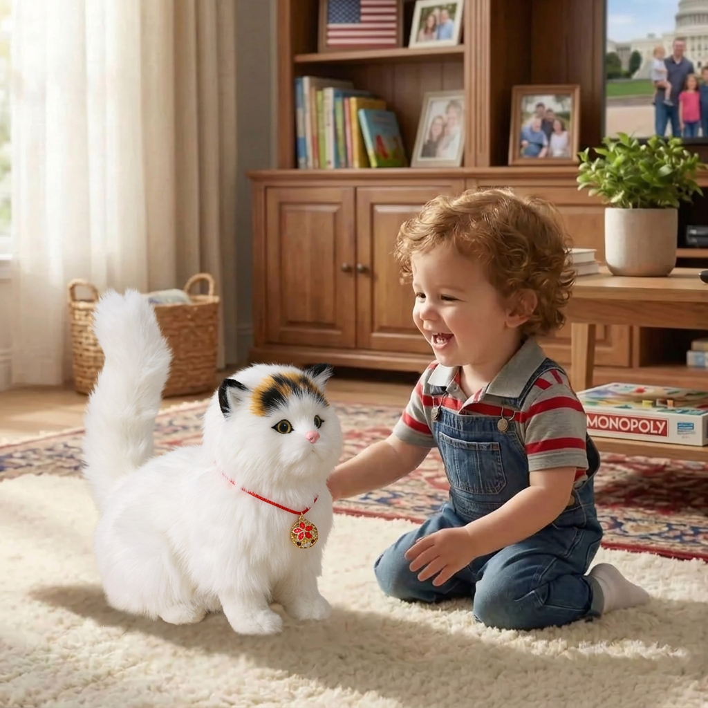 Gattino robot interattivo realistico tigrato, gatto robot che cammina e miagola
