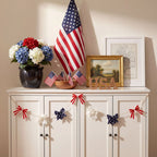 Ghirlanda decorativa unisex con fiocchi a righe e cordino in juta