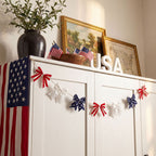 Ghirlanda decorativa unisex con fiocchi a righe e cordino in juta