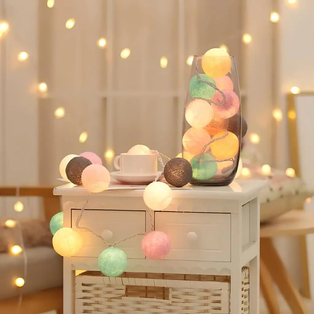 Ghirlanda luminosa con palline di cotone