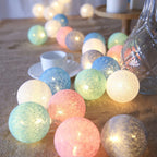 Ghirlanda luminosa con palline di cotone