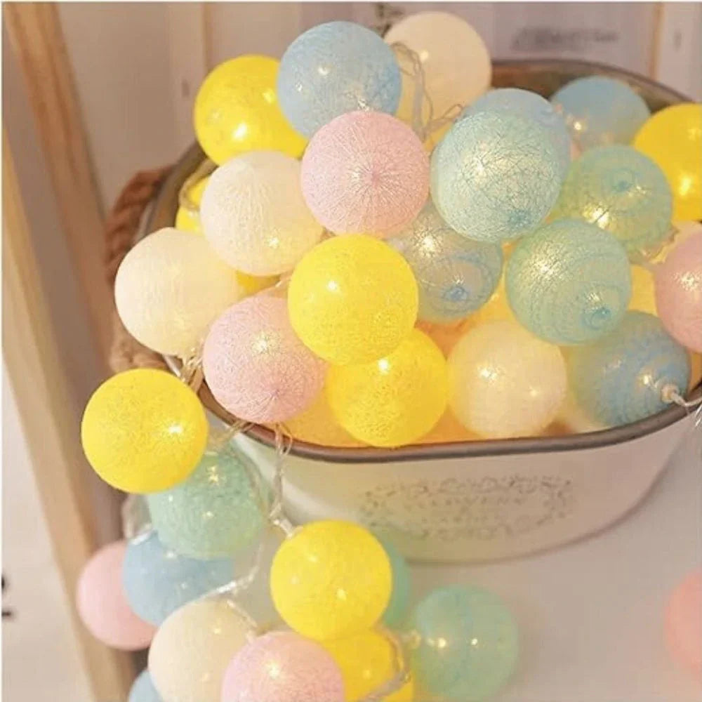 Ghirlanda luminosa con palline di cotone