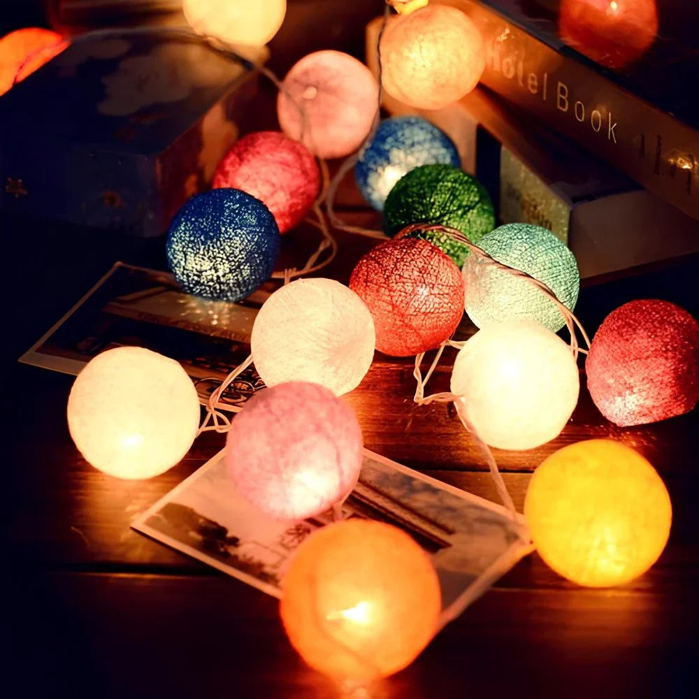 Ghirlanda luminosa con palline di cotone