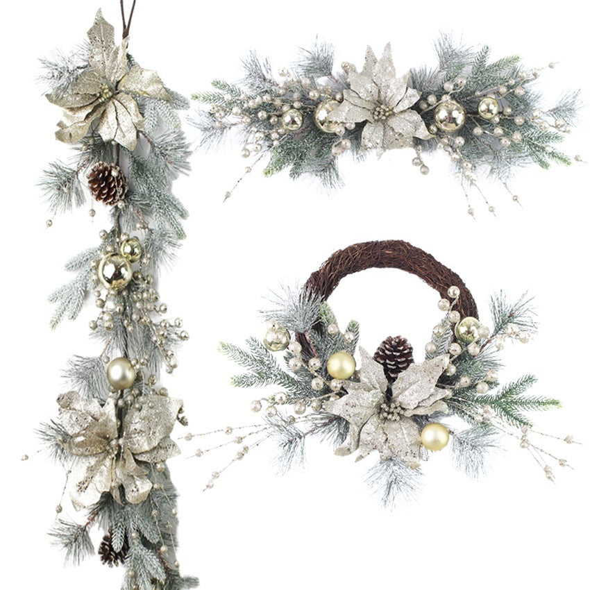 Ghirlanda natalizia decorativa in rattan artificiale
