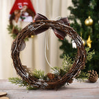 Ghirlanda natalizia decorativa in legno e rattan