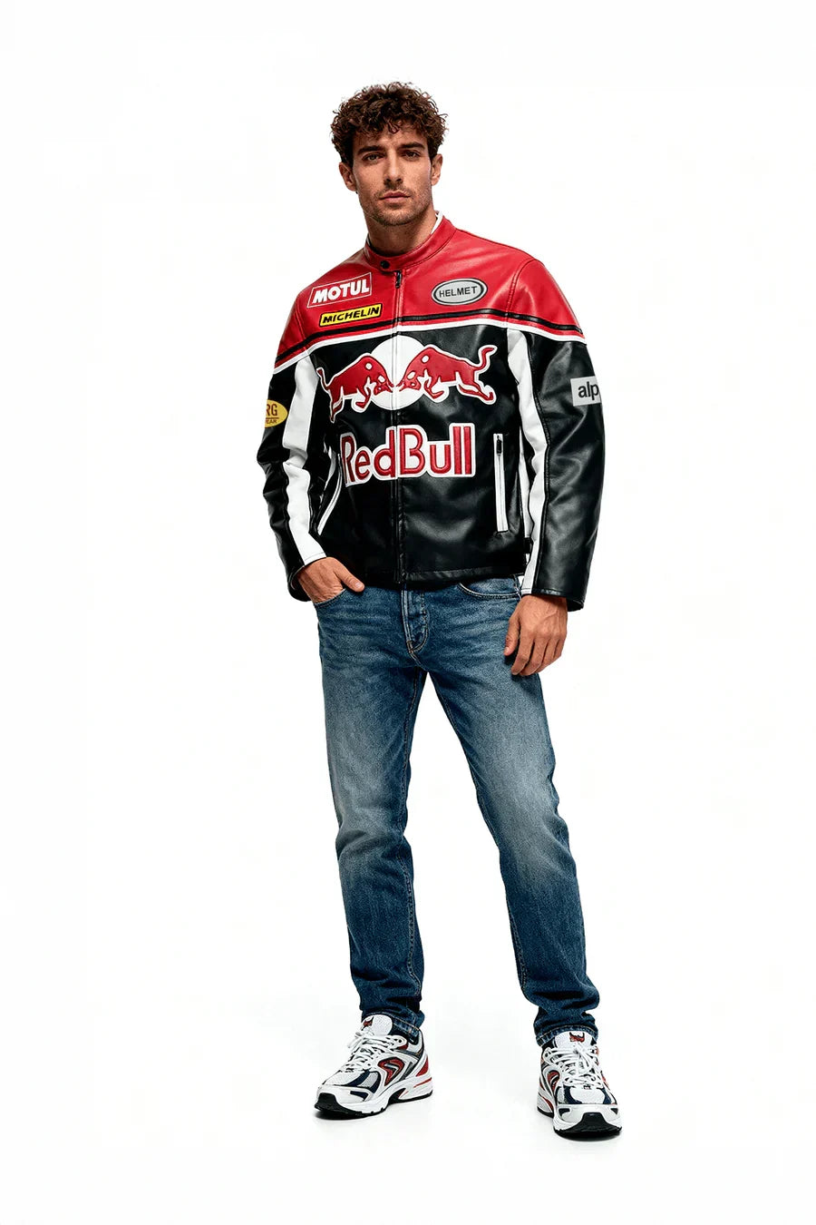 Giacca in pelle Red Bull Vintage Racing – Unisex – Retro