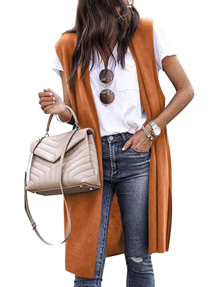 Gilet in maglia oversize da donna a maniche corte con apertura frontale