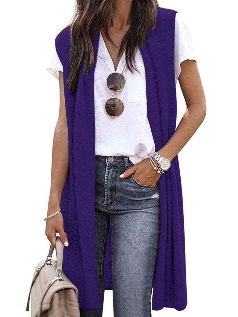 Gilet in maglia oversize da donna a maniche corte con apertura frontale