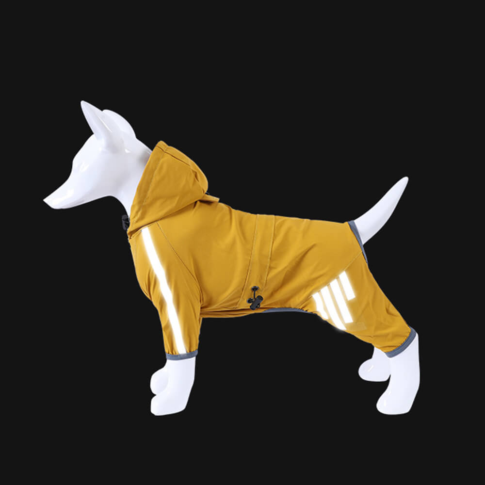 Impermeabile per cani con cappuccio e strisce riflettenti regolabile