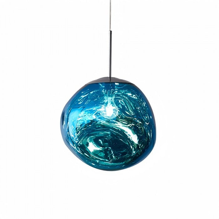 Jessamy | Lampada a sospensione globo in acrilico effetto fuso con finitura specchiata per sala da pranzo e cucina