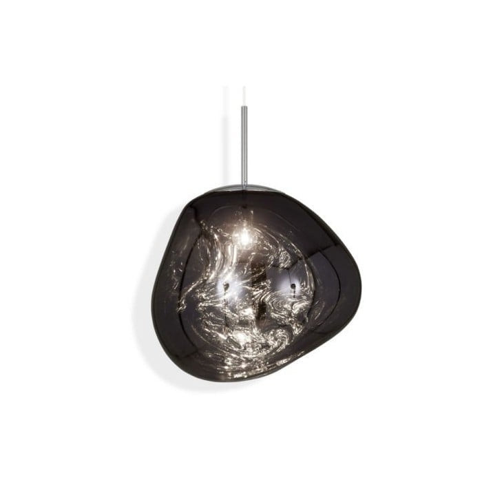 Jessamy | Lampada a sospensione globo in acrilico effetto fuso con finitura specchiata per sala da pranzo e cucina