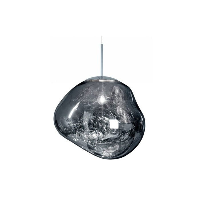 Jessamy | Lampada a sospensione globo in acrilico effetto fuso con finitura specchiata per sala da pranzo e cucina