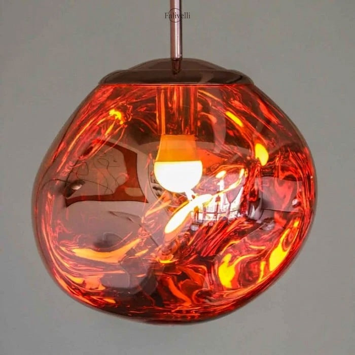 Jessamy | Lampada a sospensione globo in acrilico effetto fuso con finitura specchiata per sala da pranzo e cucina