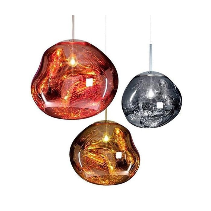 Jessamy | Lampada a sospensione globo in acrilico effetto fuso con finitura specchiata per sala da pranzo e cucina