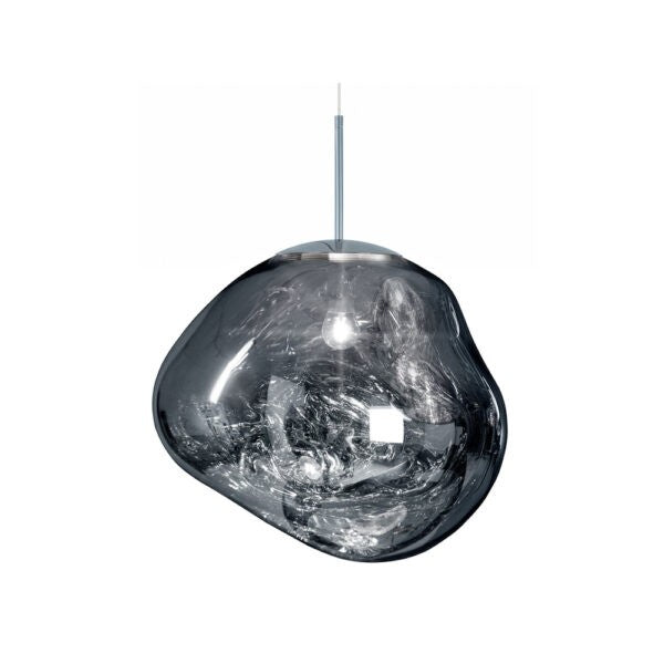 Jessamy | Lampada a sospensione globo in acrilico effetto fuso con finitura specchiata per sala da pranzo e cucina