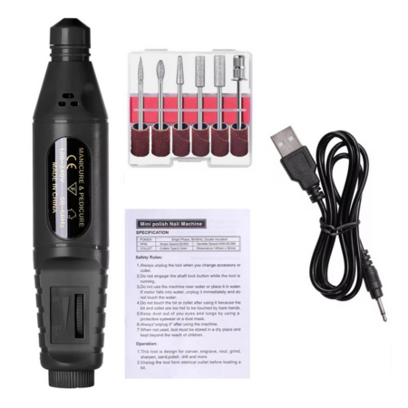 Kit fresa elettrica per unghie 6 in 1 con strumenti portatili per manicure e lucidatura