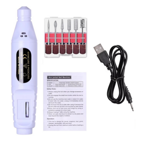 Kit fresa elettrica per unghie 6 in 1 con strumenti portatili per manicure e lucidatura