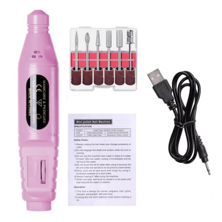 Kit fresa elettrica per unghie 6 in 1 con strumenti portatili per manicure e lucidatura