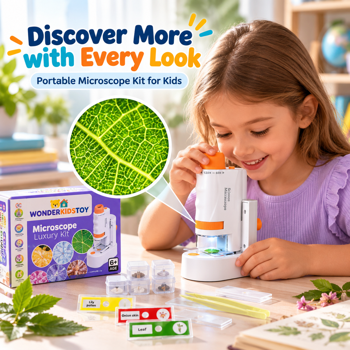 Kit microscopio portatile per bambini – scienza pratica ed entusiasmante a casa